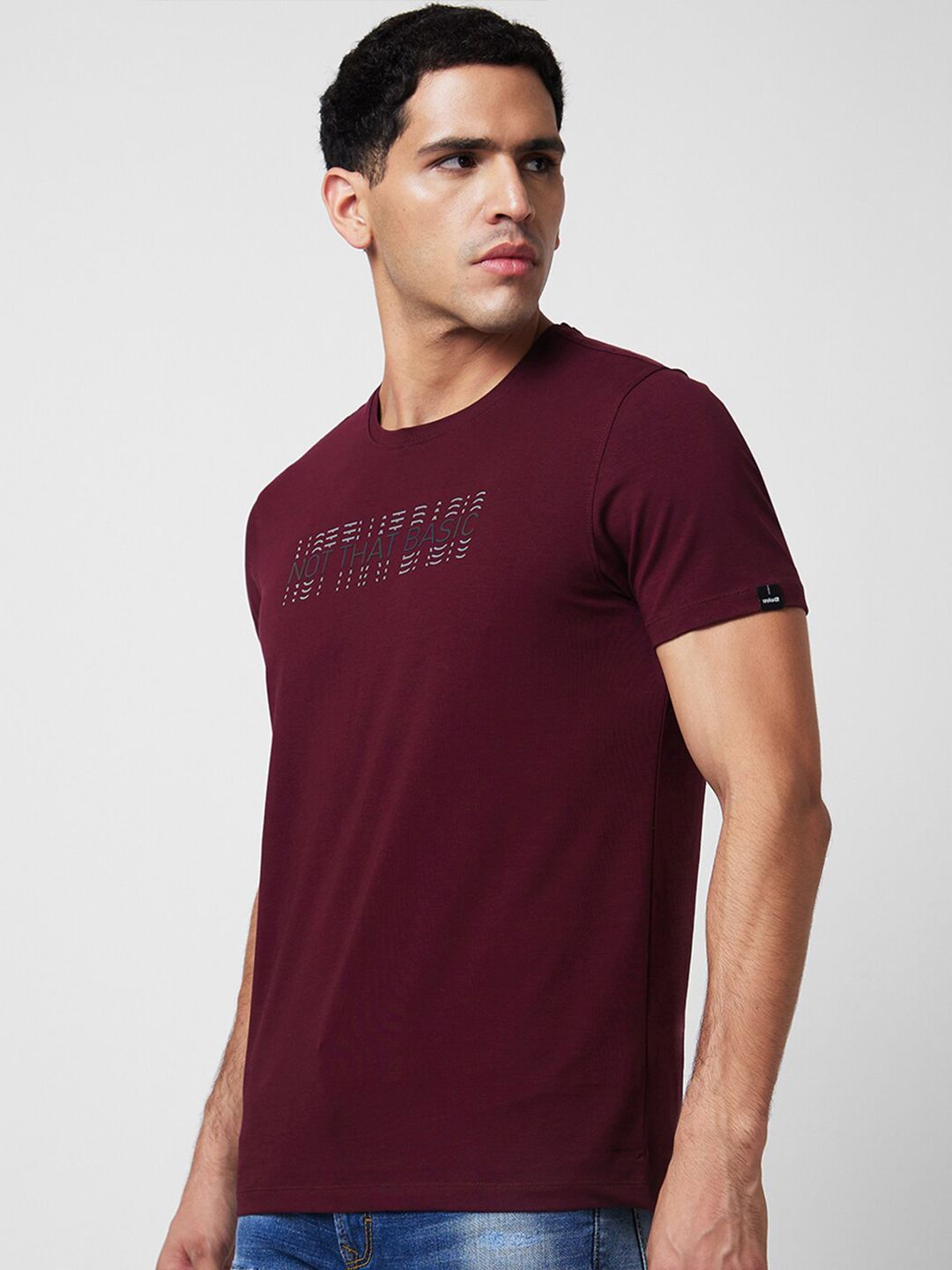 SPYKAR Typography Printed Round Neck Slim Fit Cotton T-shirt