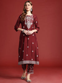 Anouk Women Tyohar Collection Ethnic Motifs Printed Kurta with Trousers