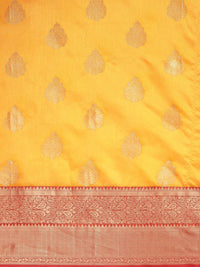 Silk Land Yellow & Golden Ethnic Motifs Zari Banarasi Saree