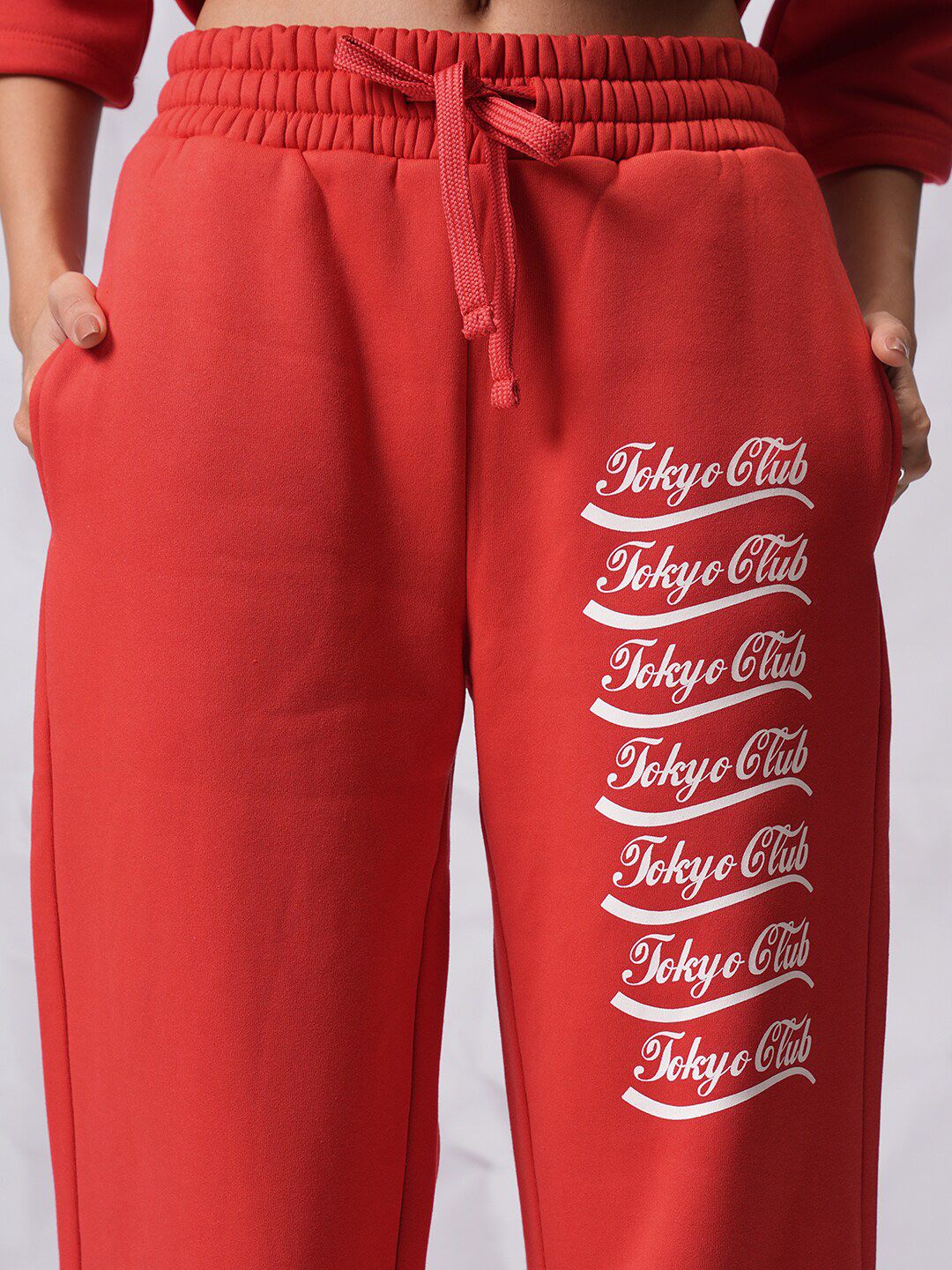 Tokyo Talkies Printed Hooded Terry Relaxed fit Sweatshirt with Trousers