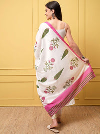 Vishudh Women Floral Embroidered Regular Pure Cotton Kurta with Trousers & With Dupatta