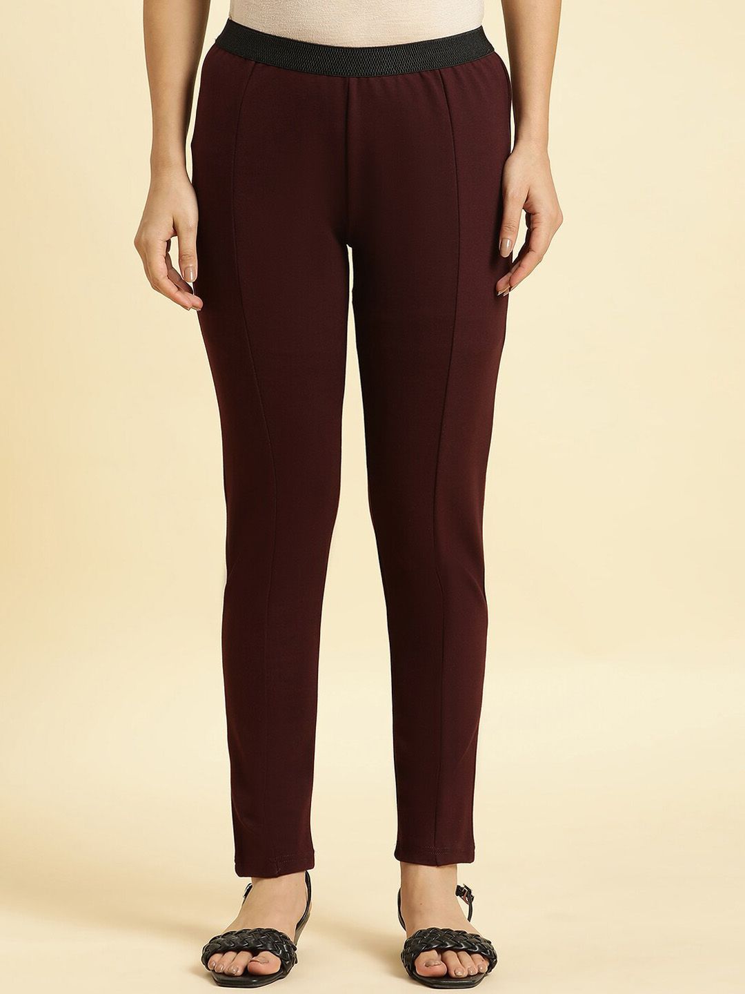 W Women Slim Fit Mid-Rise Plain Trousers