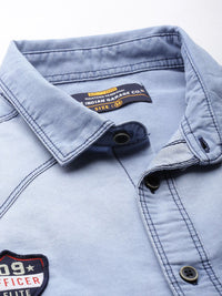The Indian Garage Co Men Blue Slim Fit Faded Opaque Faded Casual Shirt