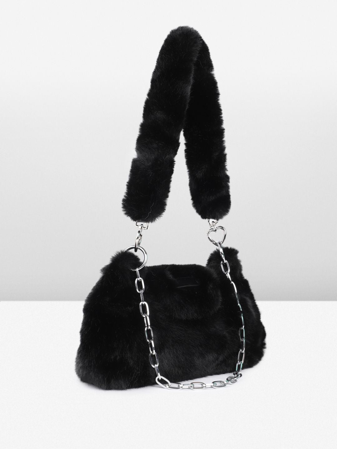 DressBerry Structured Shoulder Bag With Fur