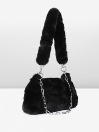 DressBerry Structured Shoulder Bag With Fur