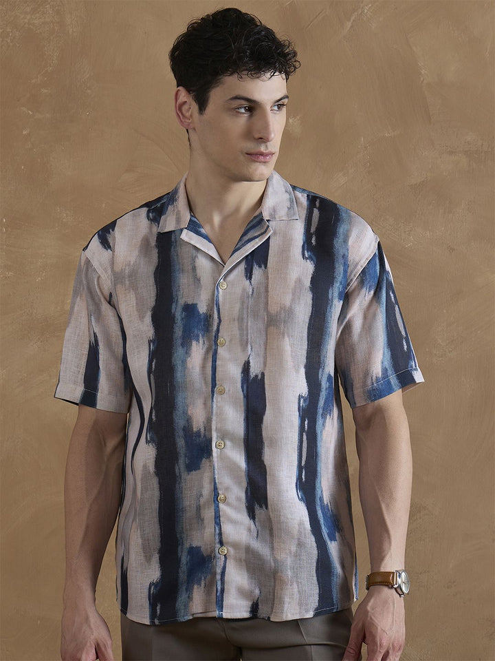 DENNISON Comfort Abstract Print Oversized Casual Shirt