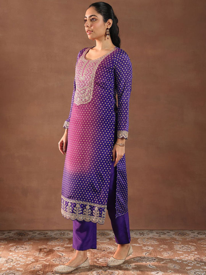 Libas Women Bandhani Printed Regular Kurta with Trousers & With Dupatta