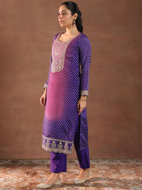 Libas Women Bandhani Printed Regular Kurta with Trousers & With Dupatta