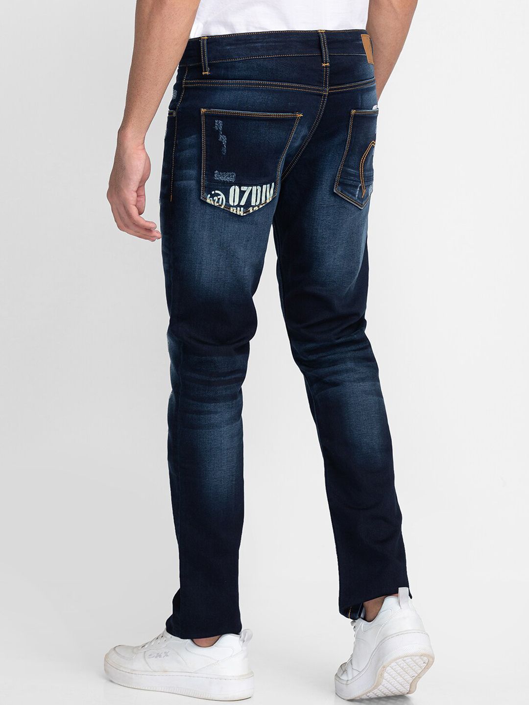 Being Human Men Slim Fit Low Distress Heavy Fade Jeans