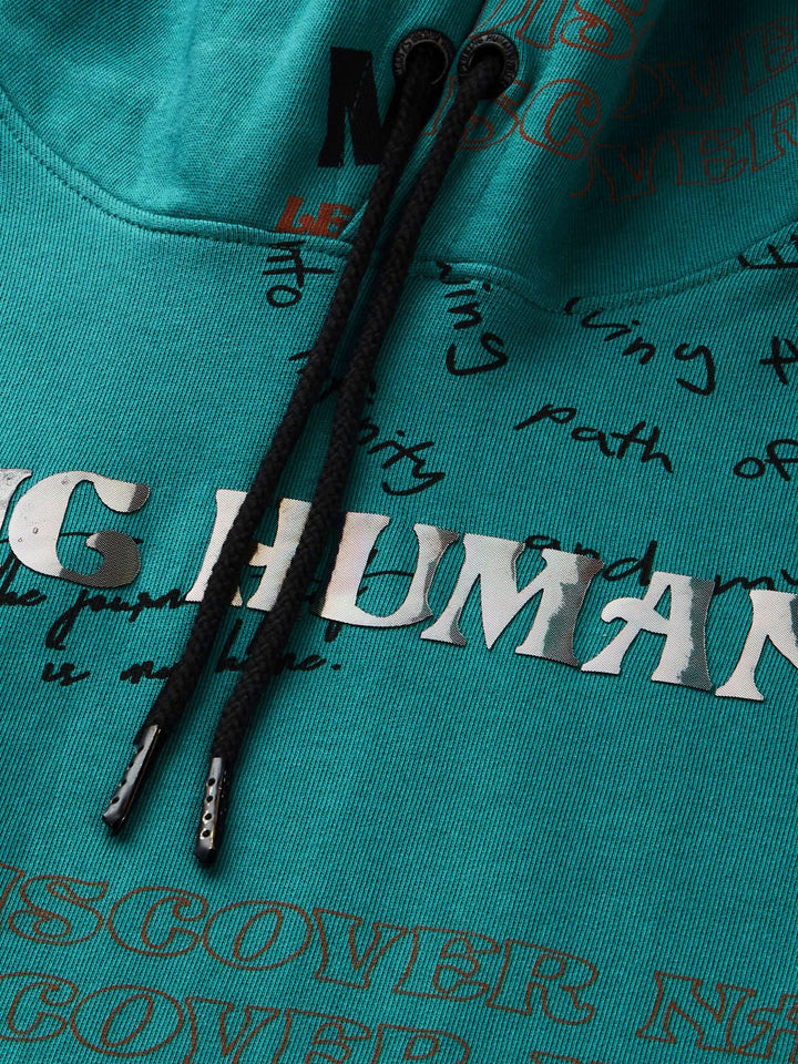 Being Human Men Graphic Printed Pure Cotton Hooded Sweatshirt