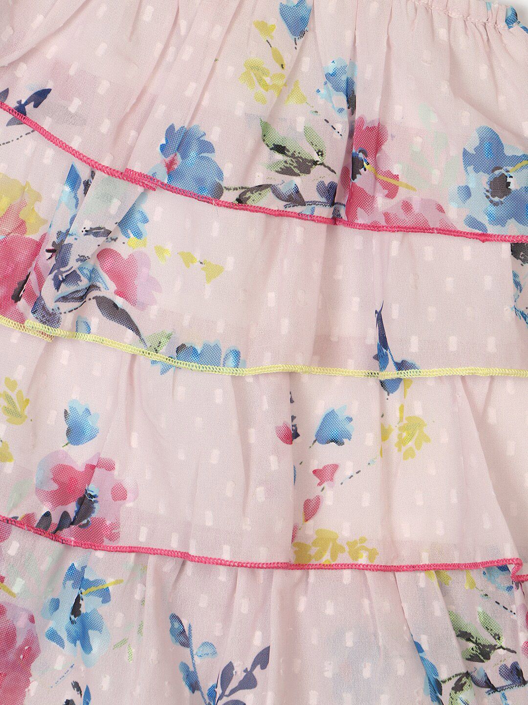 Nauti Nati Girls Floral Printed Shoulder Strap Layered A-Line Dress