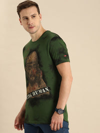 Being Human Men Green & Black Graphic Printed Pure Cotton T-shirt