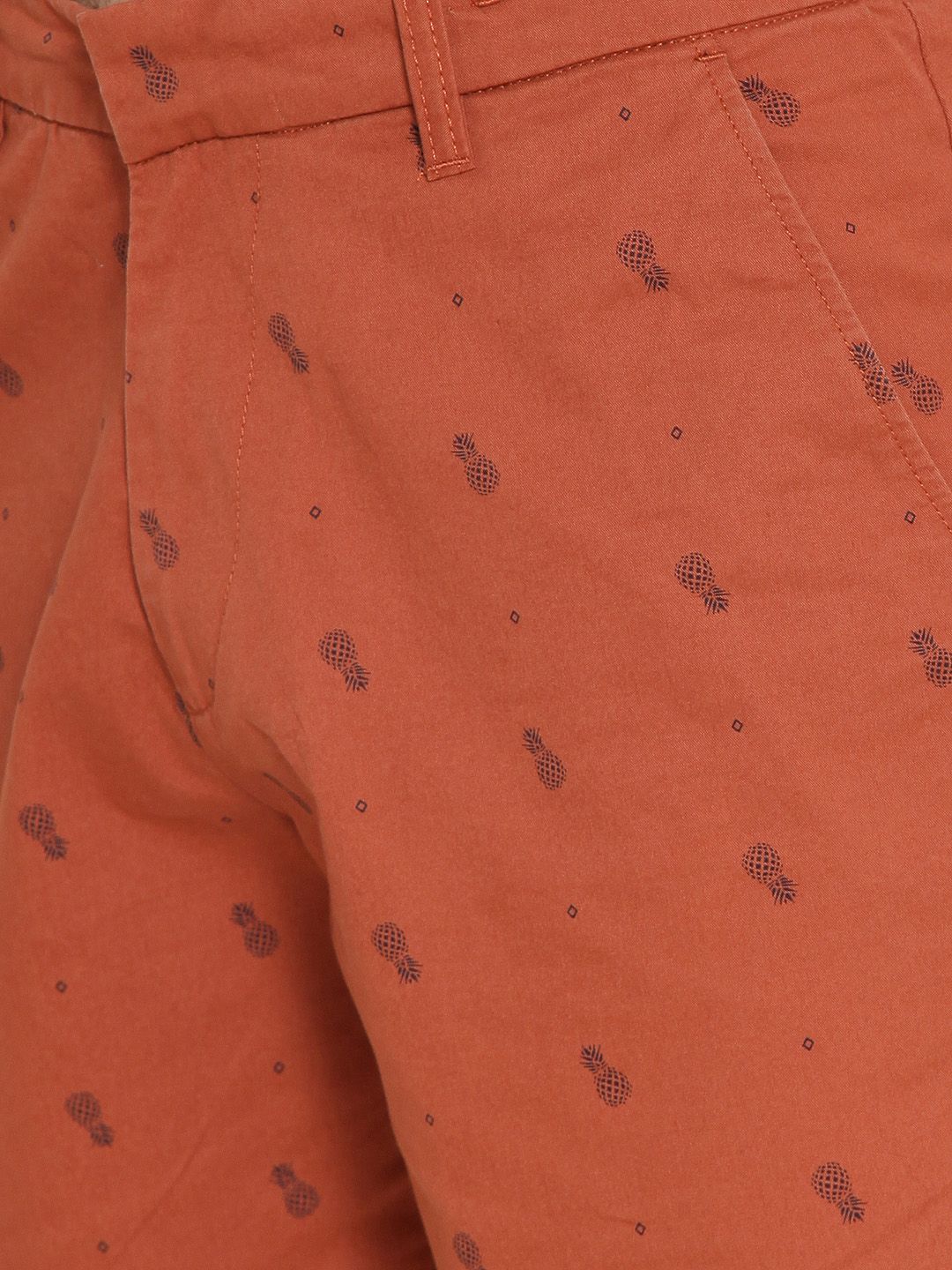Bene Kleed Men Rust Orange Printed Loose Fit Regular Shorts