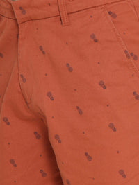 Bene Kleed Men Rust Orange Printed Loose Fit Regular Shorts