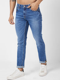 SPYKAR Men Slim Fit Low-Rise Heavy Fade Clean Look Cotton Stretchable Jeans