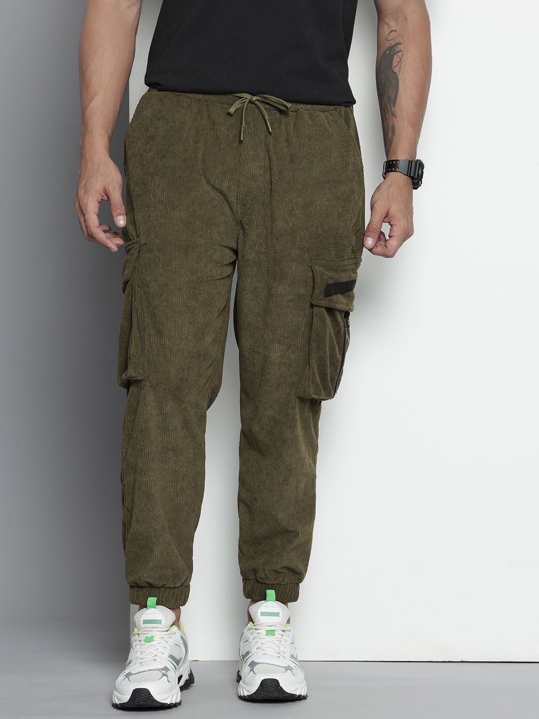 The Indian Garage Co. Men Drop Crotch Loose Fit Corduroy Joggers