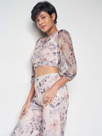 AND Floral Printed V-Neck Top with Trousers