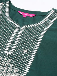 Varanga Women Green Ethnic Motifs Embroidered Gotta Patti Kurta with Trousers & With Dupatta