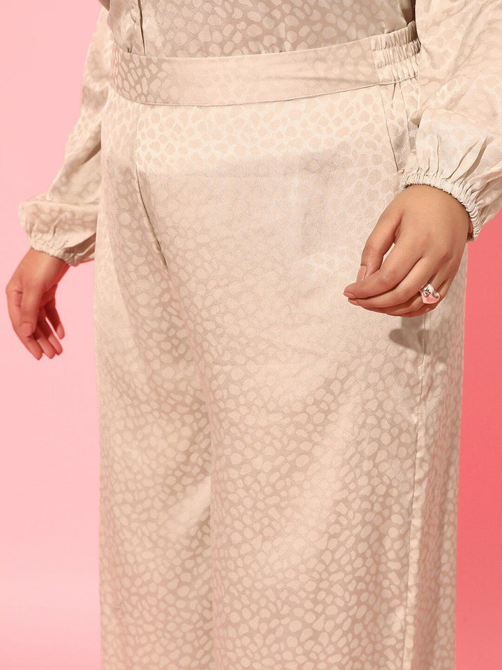 CURVY STREET Women Plus Size Cream-Coloured Loose Fit Trousers