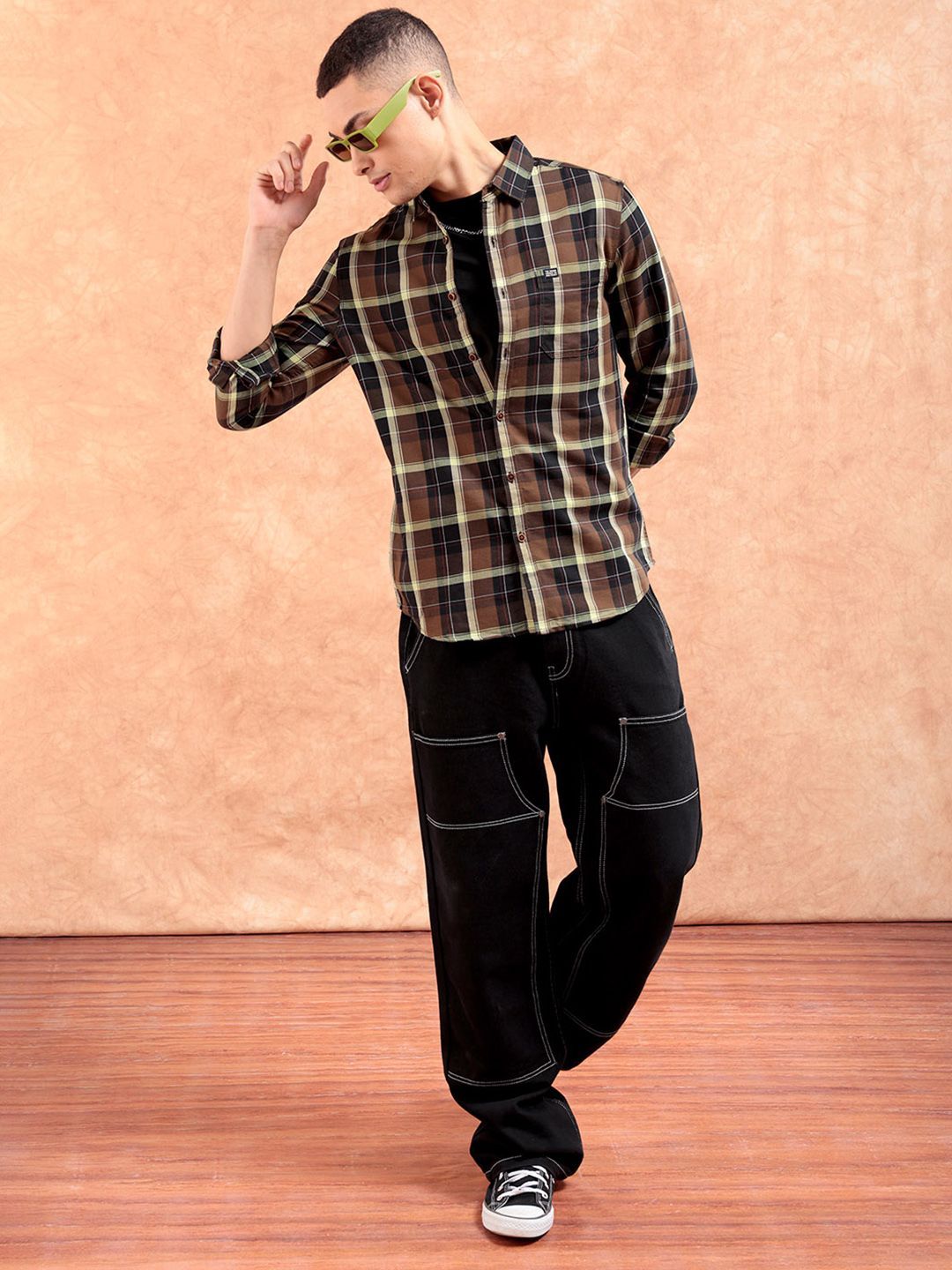 The Indian Garage Co Men Tartan Checked Casual Shirt