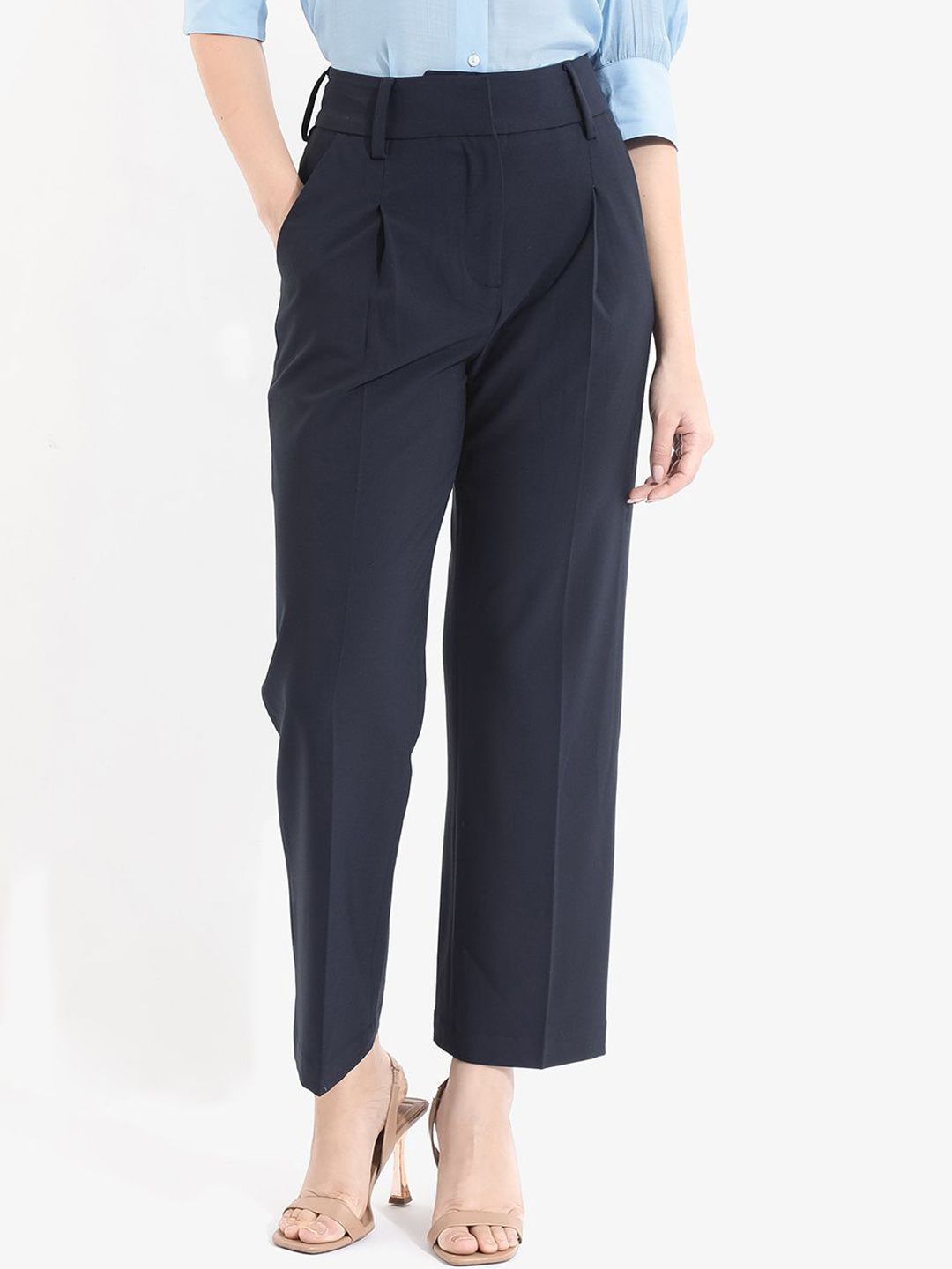RAREISM Women Straight Fit High-Rise Trousers