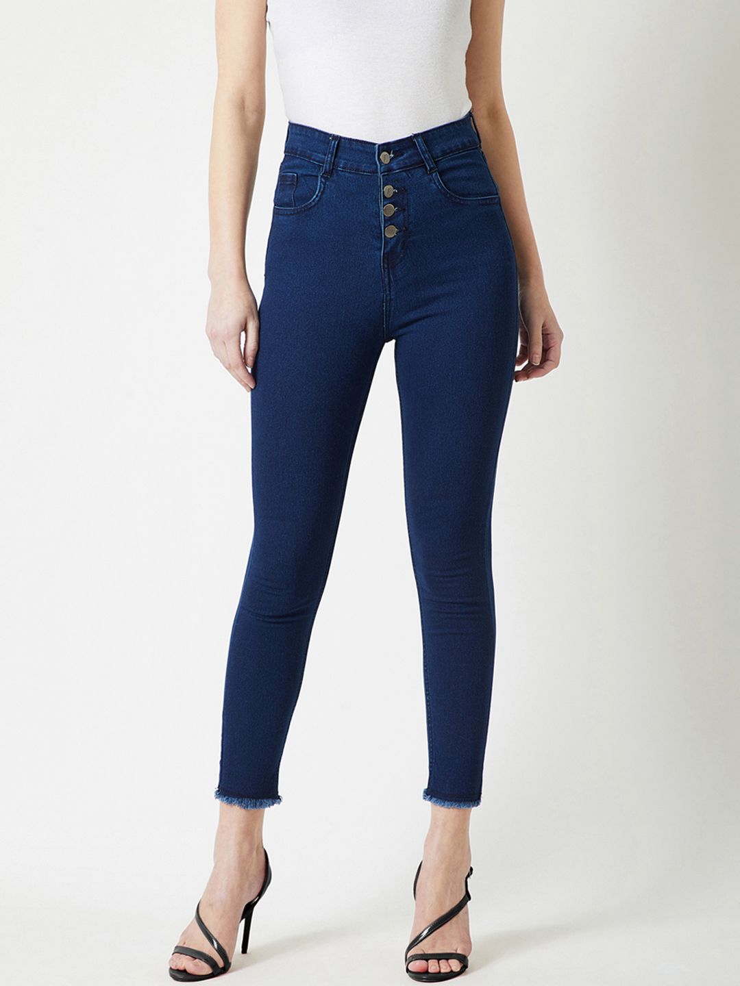 Miss Chase Women Navy Blue Skinny Fit High-Rise Clean Look Stretchable Jeans