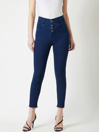 Miss Chase Women Navy Blue Skinny Fit High-Rise Clean Look Stretchable Jeans