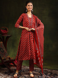 Kalini Floral Printed V-Neck A-line kurta dengan seluar dan dupatta