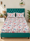 Myntra Elegant Homes White & Pink Floral 300 TC King Bedsheet with 2 Pillow Covers