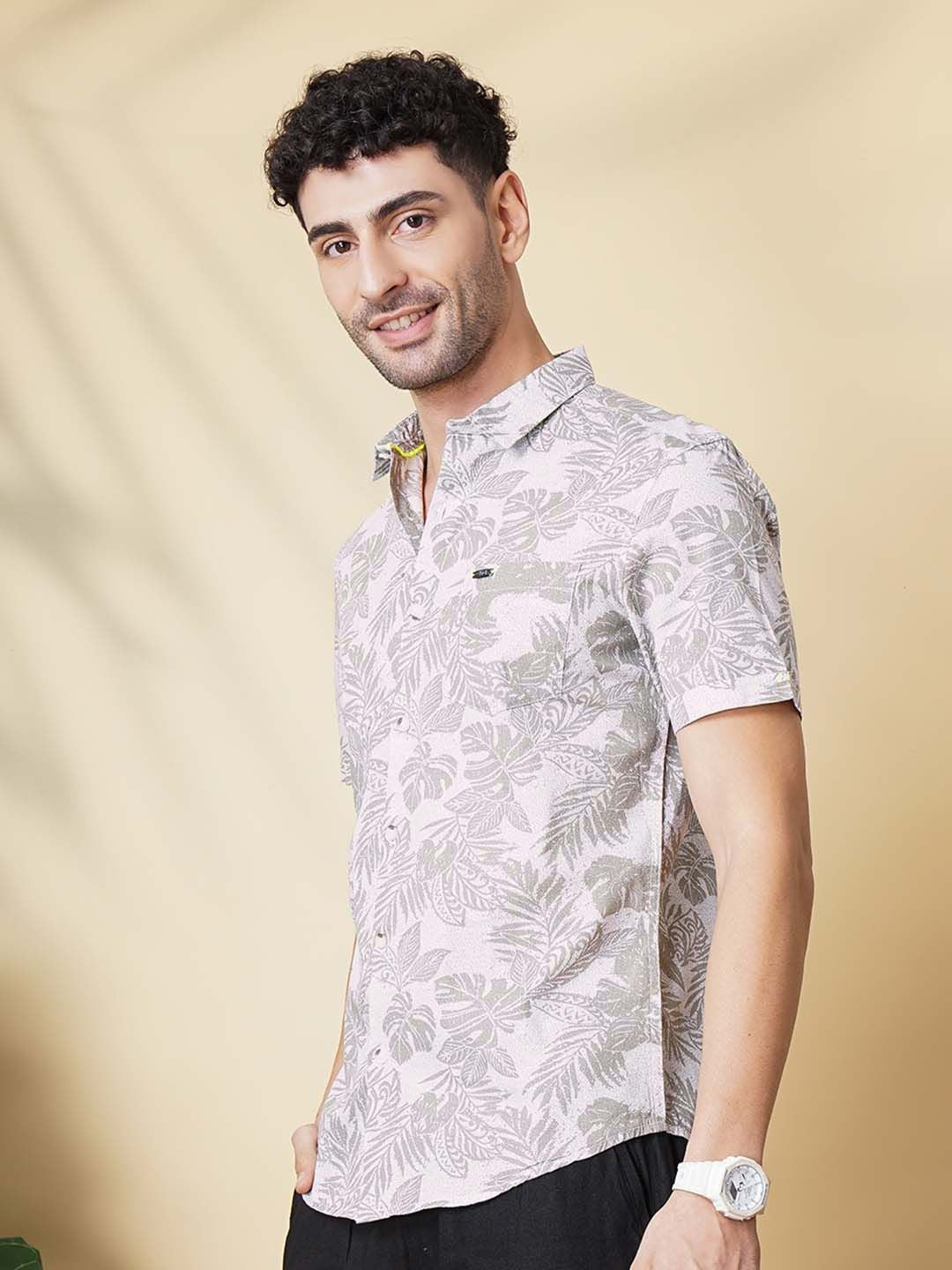 The Indian Garage Co Men Slim Fit Tropical Printed Resortwear Shirt