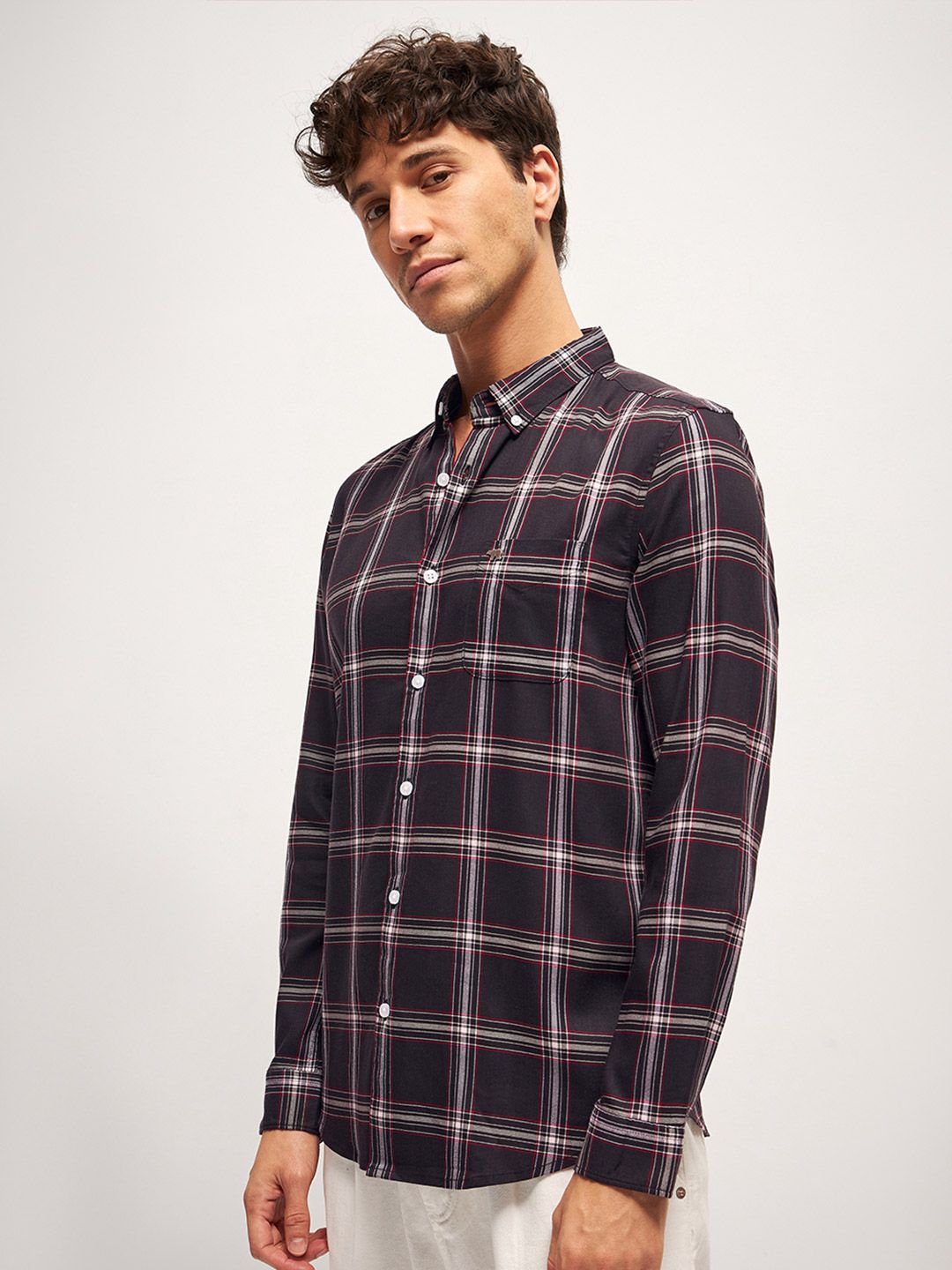 THE BEAR HOUSE Men Tartan Checks Slim Fit Casual Shirt