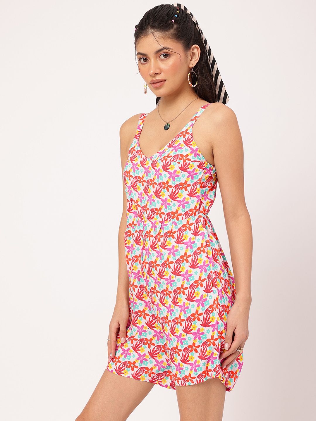 DressBerry Floral Frenzy Smocked Strappy Playsuit