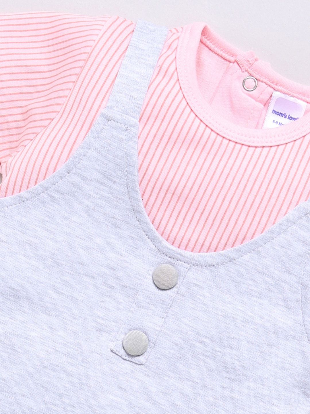 Moms Love Infant Girls Pure Cotton Striped Dress with Trousers