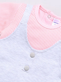 Moms Love Infant Girls Pure Cotton Striped Dress with Trousers