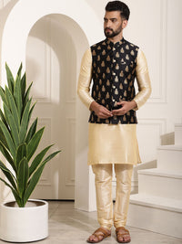 SOJANYA Mandarin Collar Regular Kurta With Churidar & Nehru Jacket