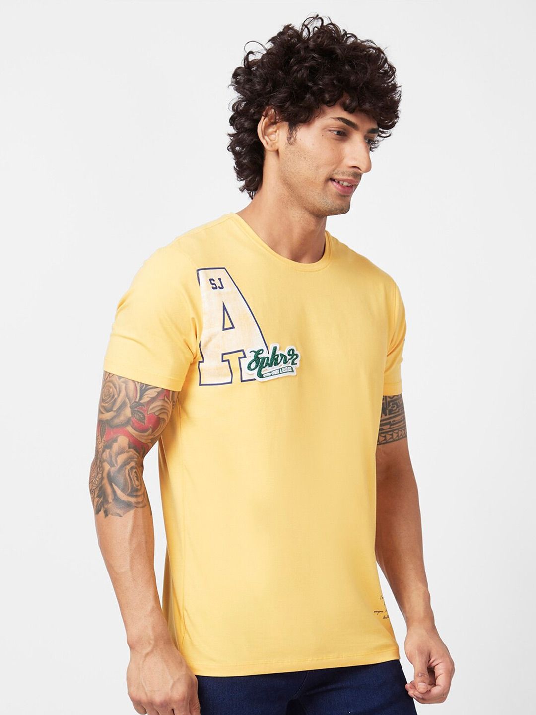 SPYKAR Typography Printed Slim Fit Cotton Casual T-Shirt
