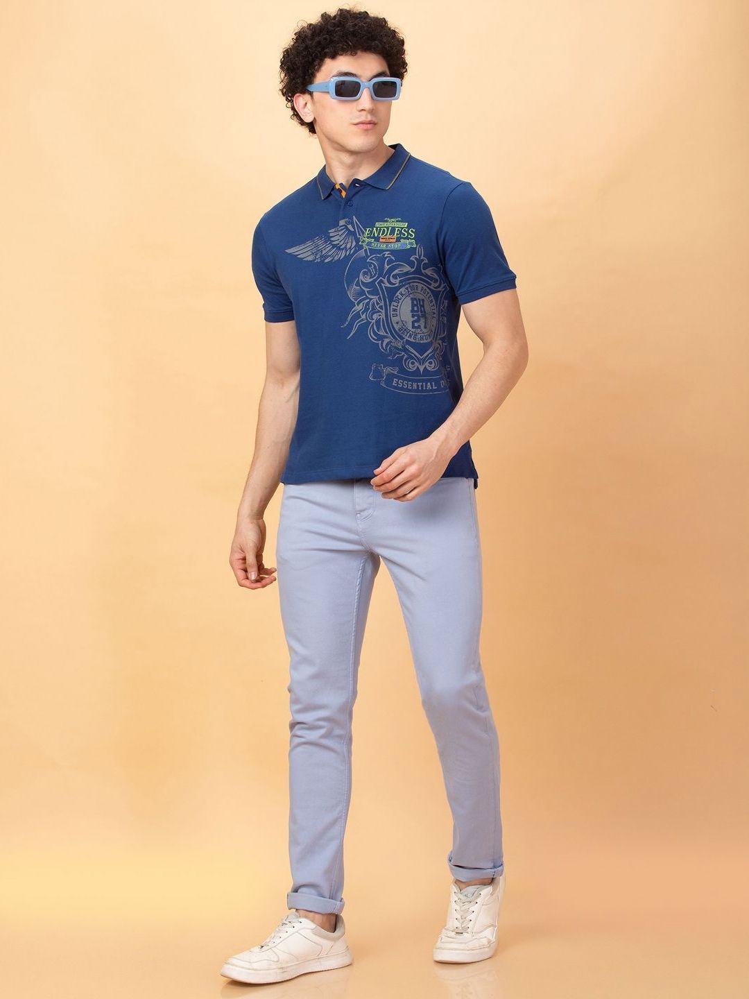 Being Human Men Printed Polo Collar Applique T-shirt