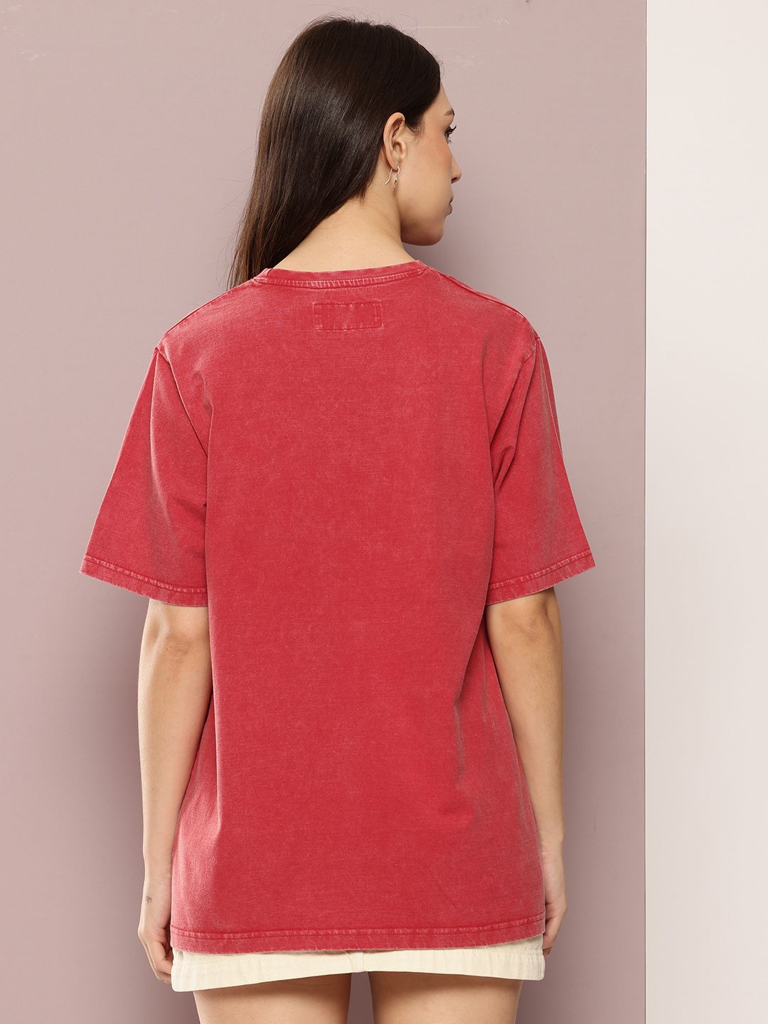 DILLINGER Women's Acid Washed Oversized Printed Tshirt