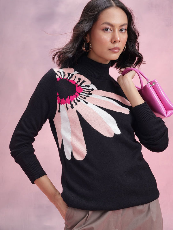 DressBerry Floral Turtle Neck Pullover