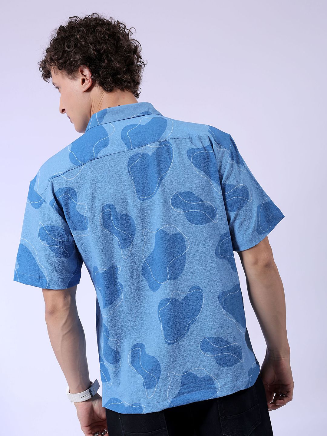 The Indian Garage Co Men Relaxed Fit Abstract Print Textuted Resortwear Shirt