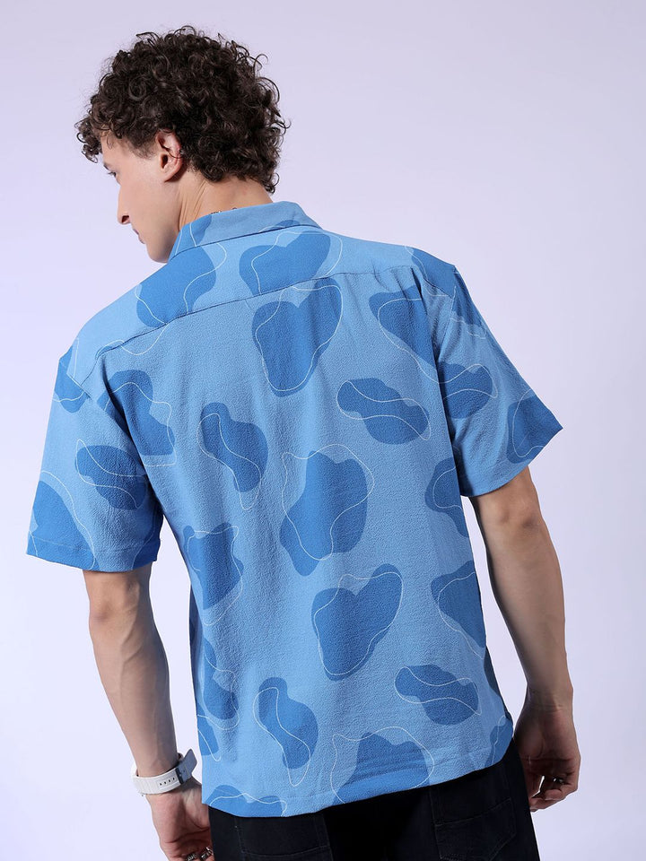 The Indian Garage Co Men Relaxed Fit Abstract Print Textuted Resortwear Shirt