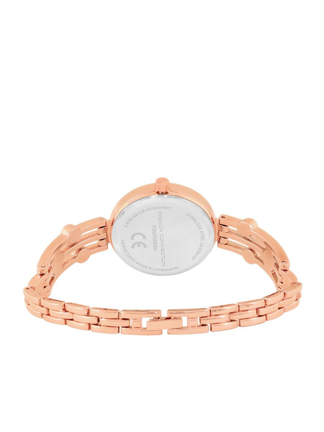 Sambungan Perancis Wanita Dail Corak & Gelang Keluli Karat Tali Tali Analog Watch FCN073SRGM