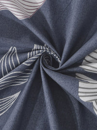 KLOTTHE Blue & White Printed 300 TC Double King Bedsheet With 2 Pillow Covers