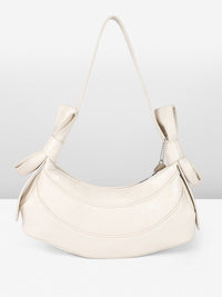 DressBerry Textured Half Moon Shoulder Bag with Bow Detail