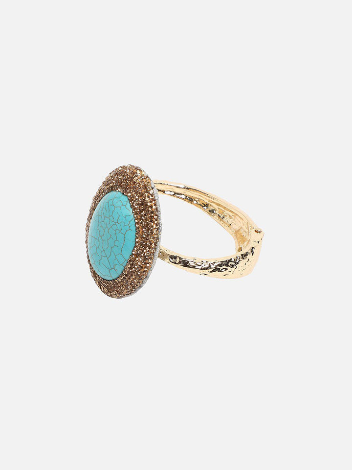 SOHI Women Gold Plated Stone Studded Bangle Style Bracelet
