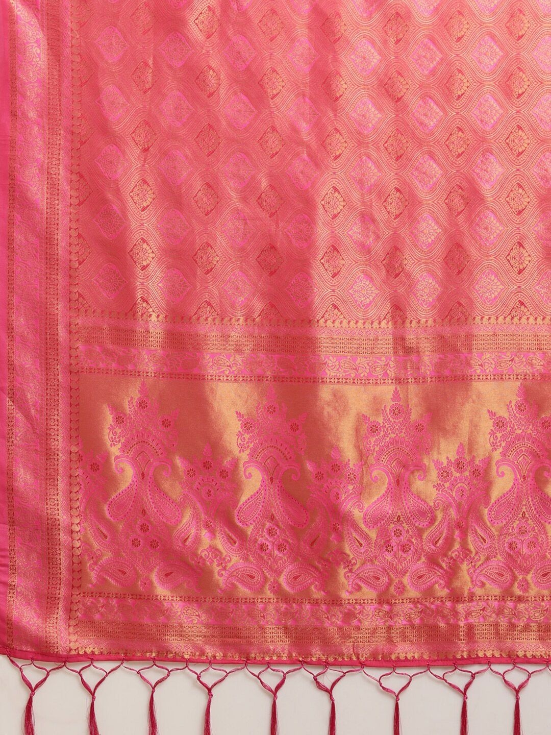 Saree mall Magenta & Gold Ethnic Motifs Zari Silk Blend Banarasi Sarees