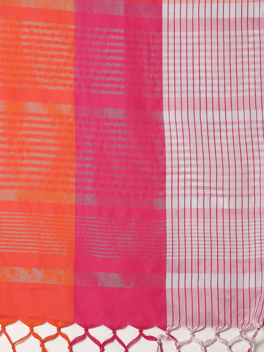 Saree mall Pink & Orange Checked Saree