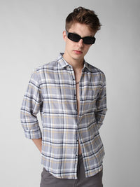 VASTRADO Men Classic Slim Fit Opaque Checked Casual Shirt