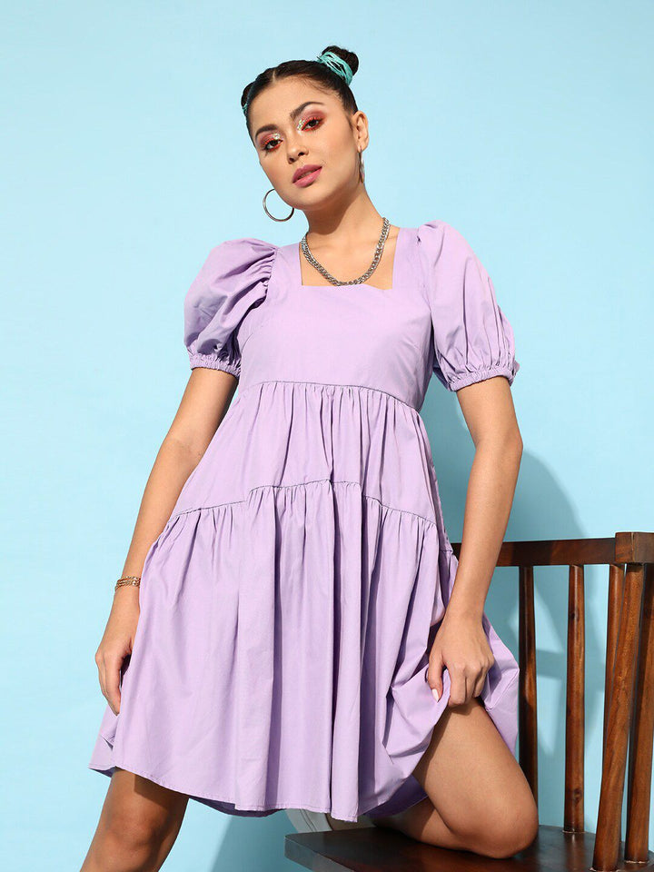 STREET 9 Women Elegant Lavender Solid Dress