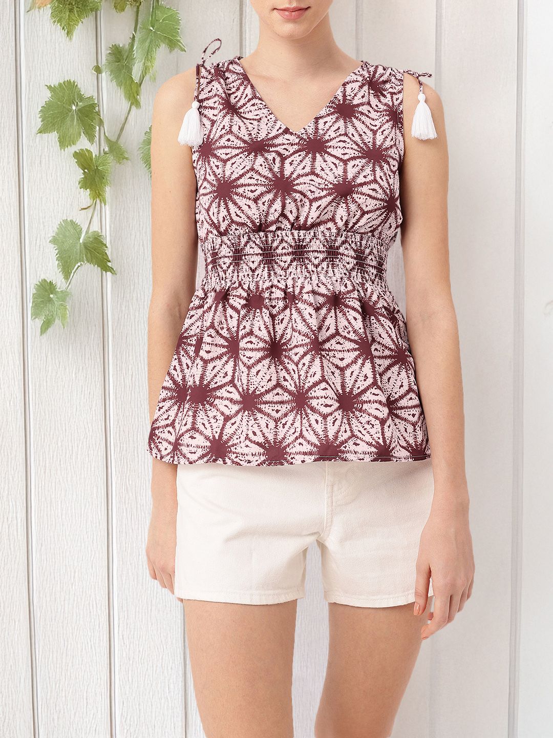 DressBerry Psychedelic Dye Tied Accents Peplum Top